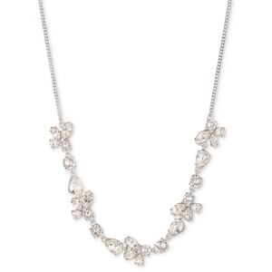Givenchy Silver-Tone Mixed Austrian Swarovski Crystal Statement Necklace 16" NWT